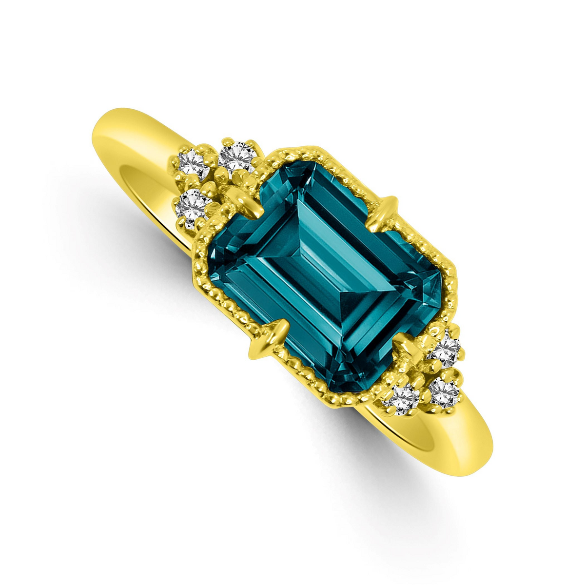 14 Karat Yellow Gold 2.25cttw London Blue Topaz Contemporary Ring