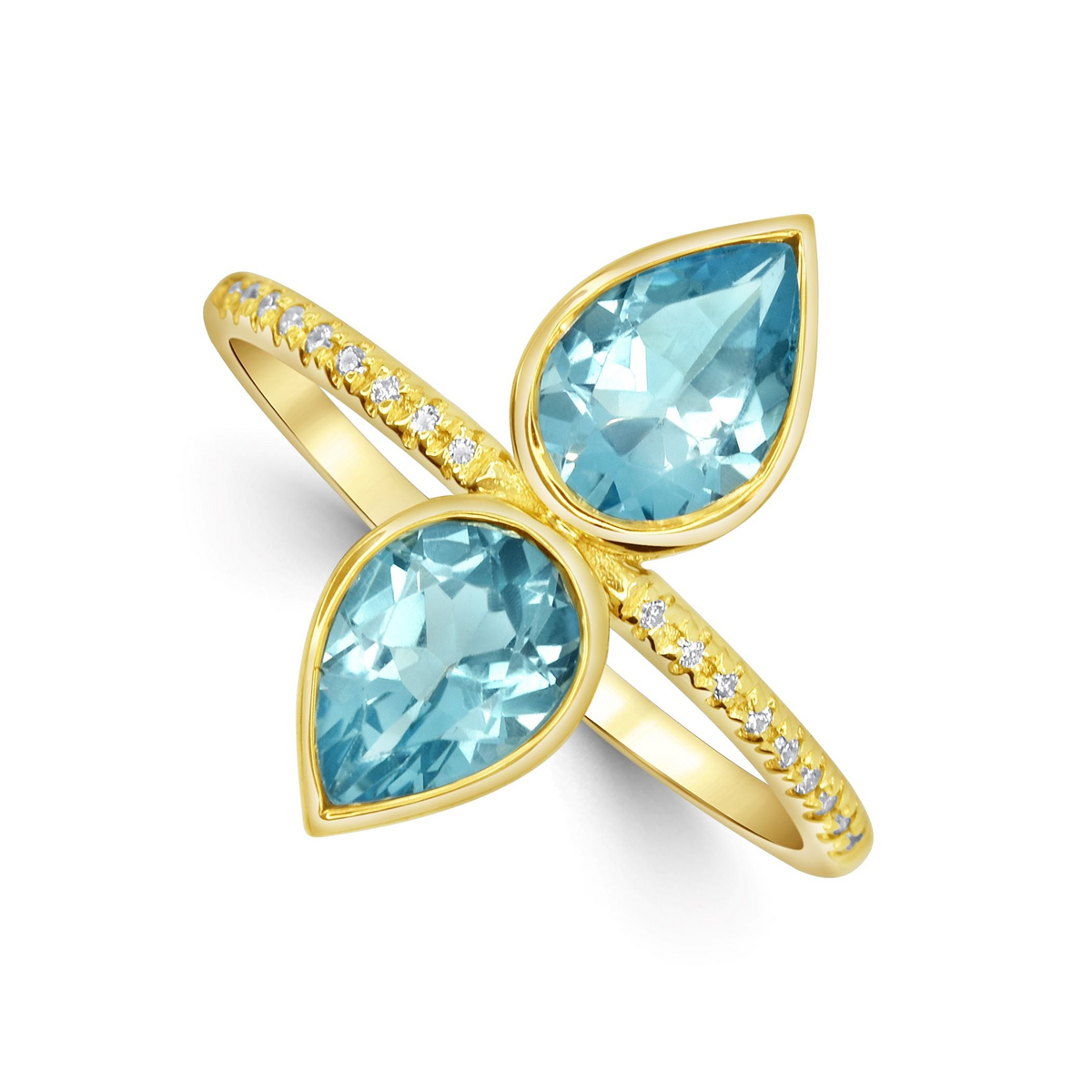 14 Karat Yellow Gold 1.80cttw Blue Topaz Bezel Set Ring
