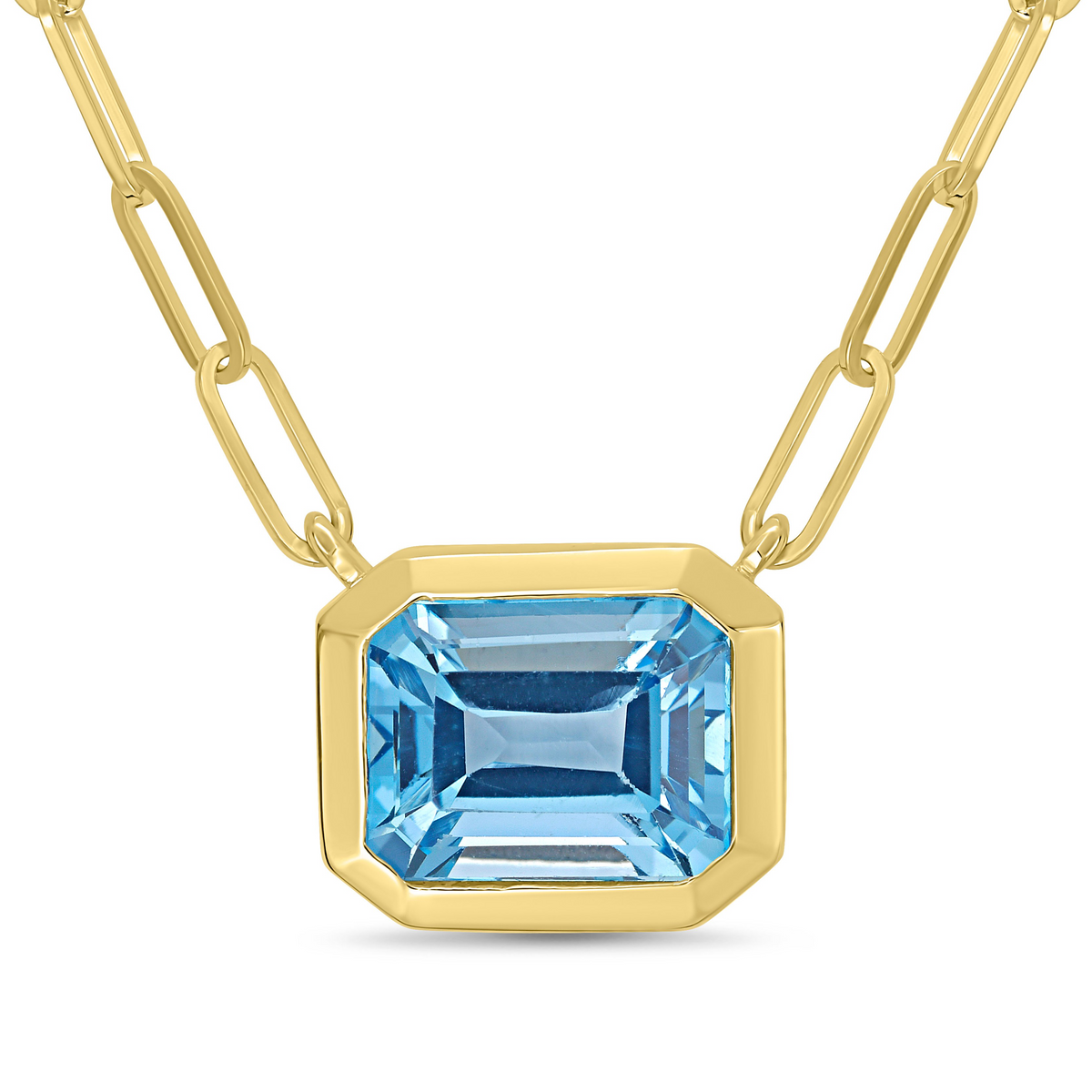 14 Karat Yellow Gold 3.25ctw Sky Blue Topaz Bezel Set Pendant - Chain Included