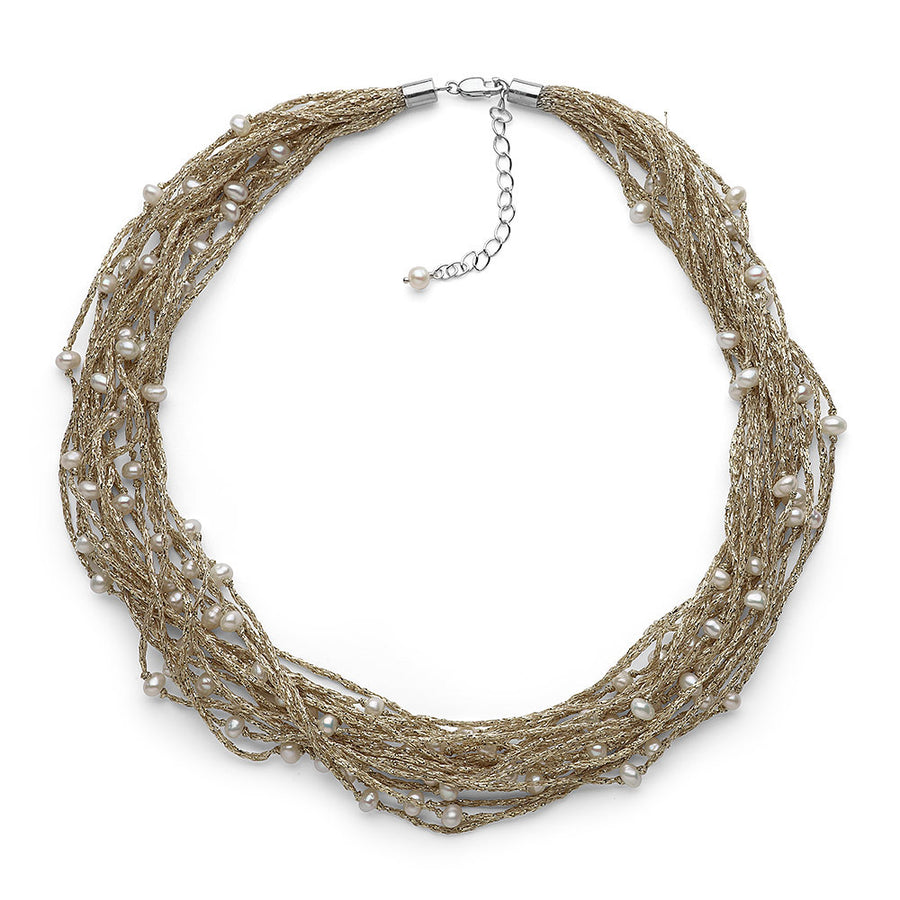 Gold Thread Freshwater Pearl Collar Necklace