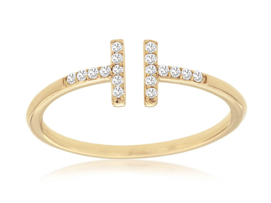 14 Karat Yellow Gold 0.10 ctw Diamond "T" Ring