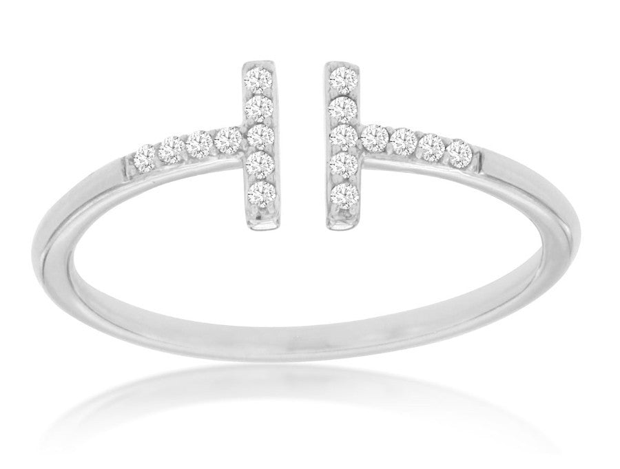 14 Karat White Gold 0.10 ctw Diamond "T" Ring