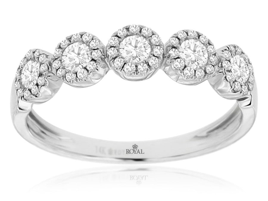 14 Karat White Gold 0.49 ctw Halo Ring