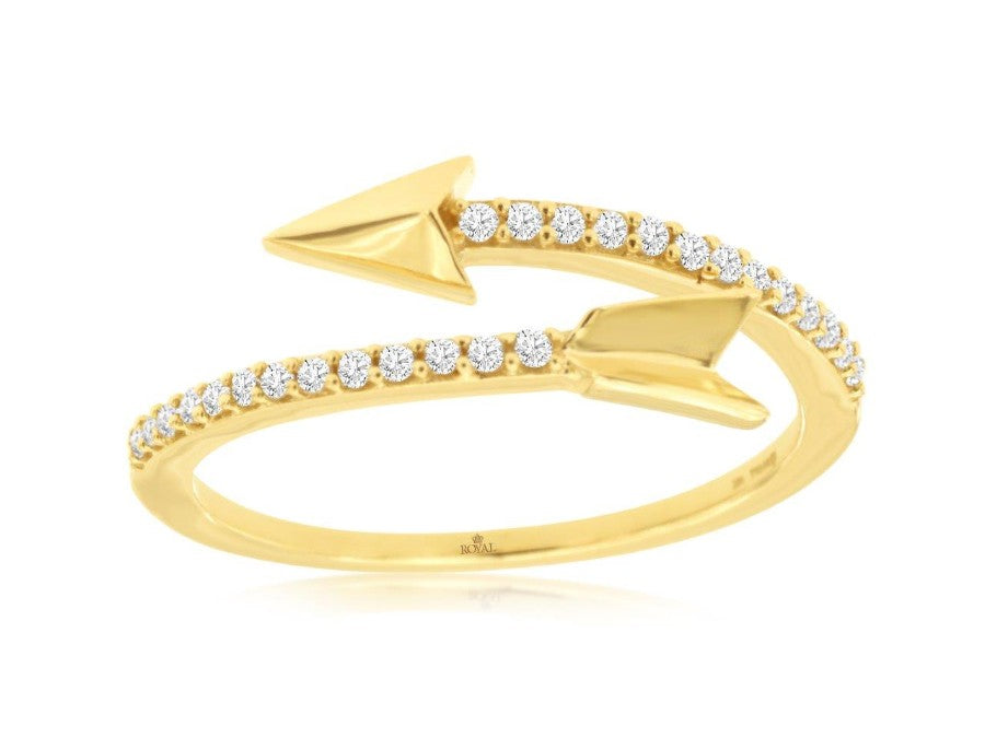 14 Karat Yellow Gold 0.12 ctw Diamond Arrow Ring