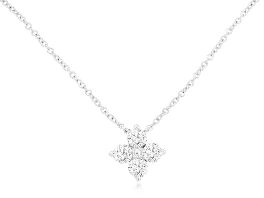 14 Karat White Gold 0.41 ctw Diamond Flower Pendant - Chain Included