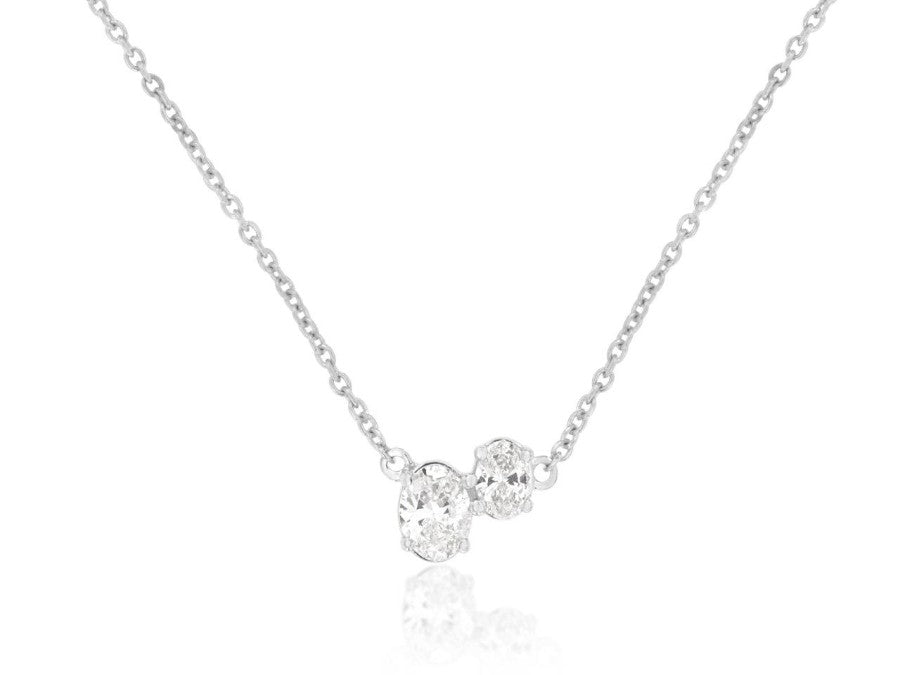 14 Karat White Gold 0.32 ctw Diamond Toi et Moi Pendant - Chain Included