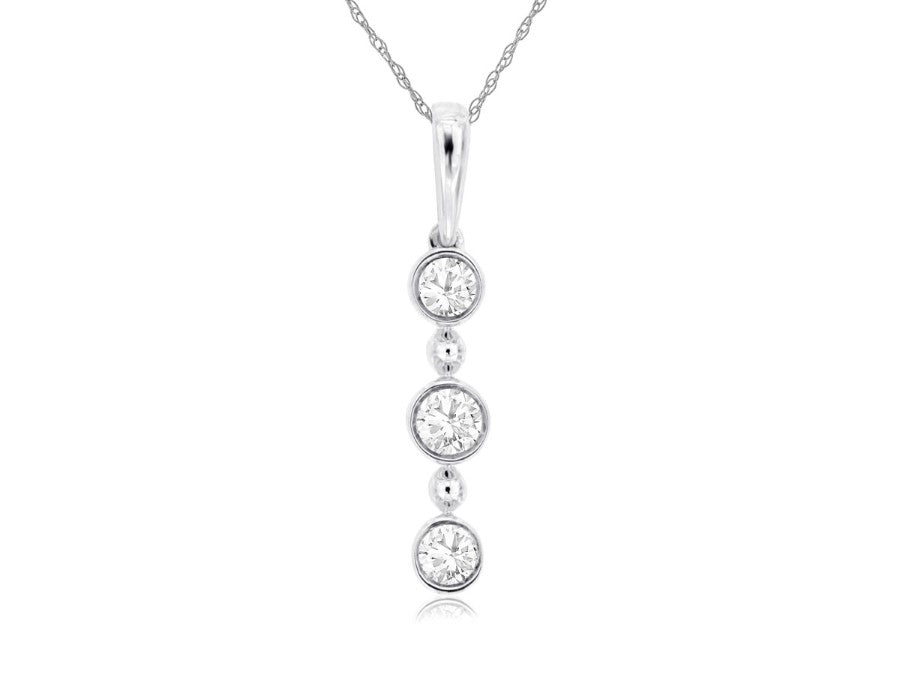 14 Karat White Gold 0.20 ctw Diamond Drop Pendant - Chain Included