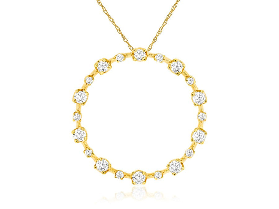 14 Karat Yellow Gold 0.25 ctw Diamond Circle Pendant - Chain Included