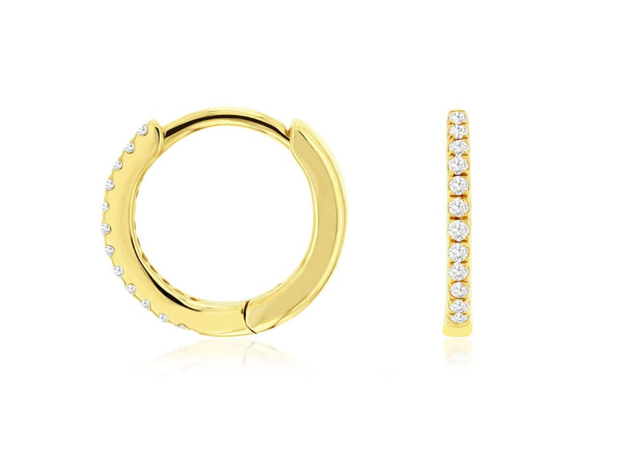 14 Karat Yellow Gold 0.07 ctw Diamond Huggie Earrings