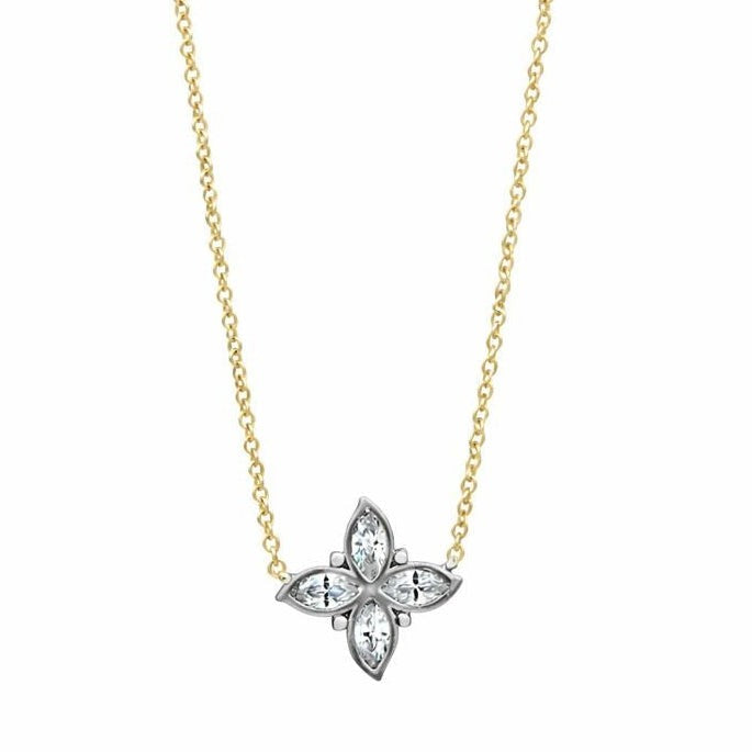 Sterling Silver Two Tone Bloom Petal Necklace By Freida Rothman