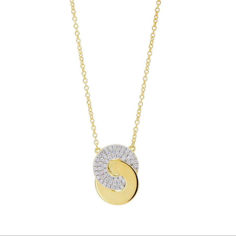 Sterling Silver Yellow Gold Eternity Knot Pave Pendant Necklace By Freida Rothman