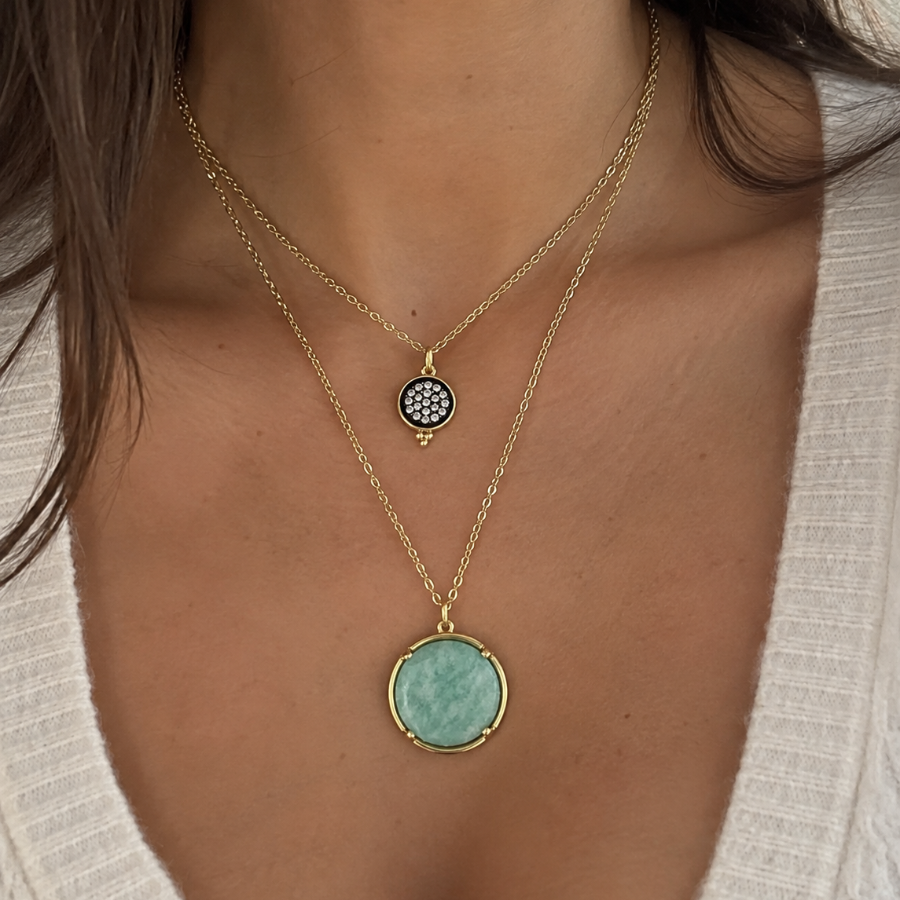 Sterling Silver Yellow Gold Amazonite Double Drop Necklace By Freida Rothman