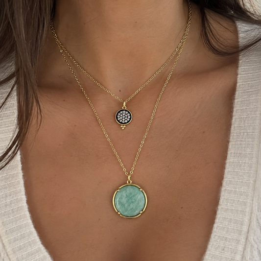 Sterling Silver Yellow Gold Amazonite Double Drop Necklace By Freida Rothman