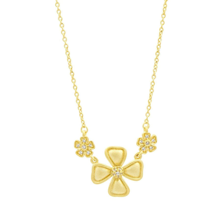 Sterling Silver Yellow Gold Harmony Flower Pendant Necklace By Freida Rothman