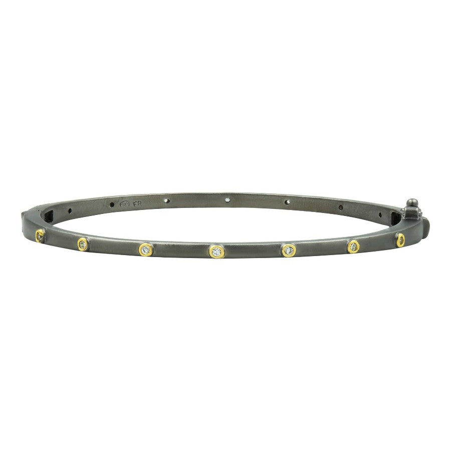 Sterling Silver Thin Bezel Set Stacking Banglet By Freida Rothman