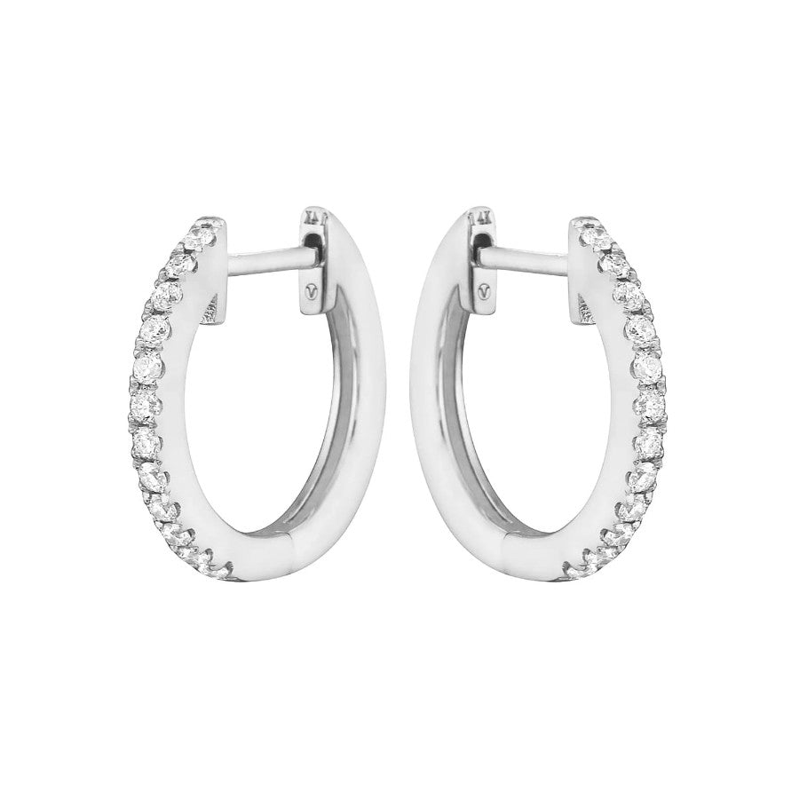 14 Karat White Gold 0.17 ctw Diamond Hoop Earrings