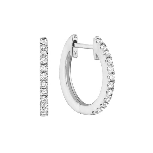 14 Karat White Gold 0.17 ctw Diamond Hoop Earrings
