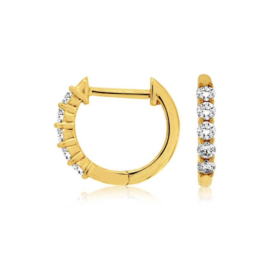 14 Karat Yellow Gold 0.25 ctw Diamond Hoop Earrings