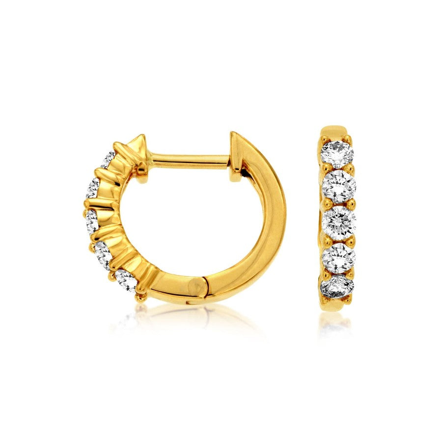 14 Karat Yellow Gold 0.50 ctw Diamond Hoop Earrings