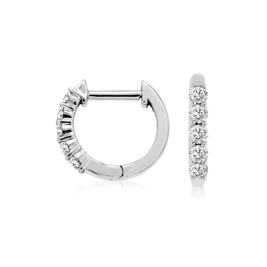 14 Karat White Gold 0.25 ctw Diamond Hoop Earrings