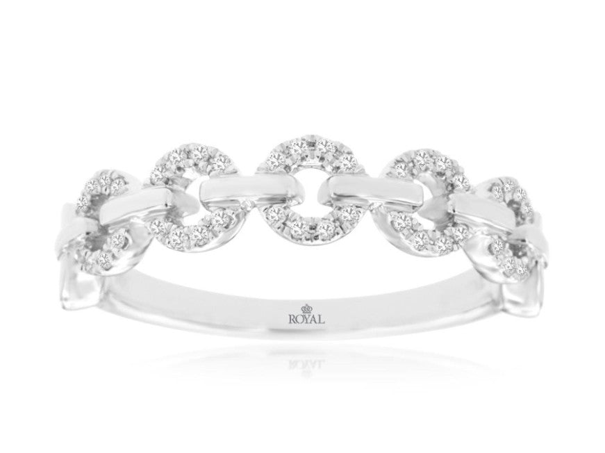 14 Karat White Gold 0.10 ctw Diamond Link Ring