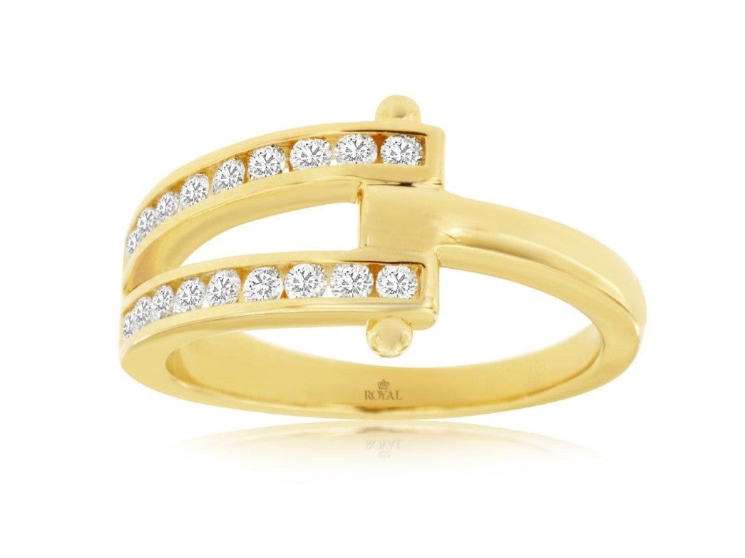 14 Karat Yellow Gold 0.38 ctw Diamond Buckle Ring