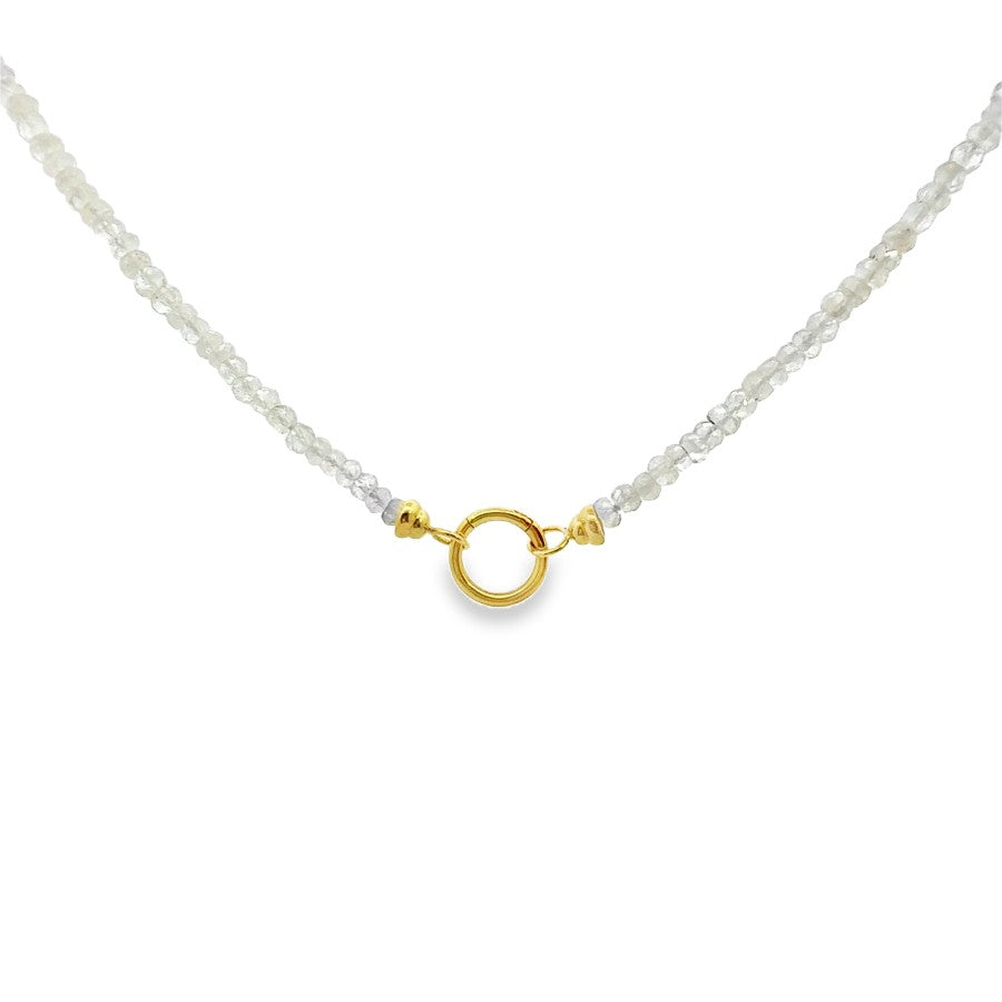 14 Karat Yellow Gold Moonstone and Gold Charm Holder Necklace by Mazza