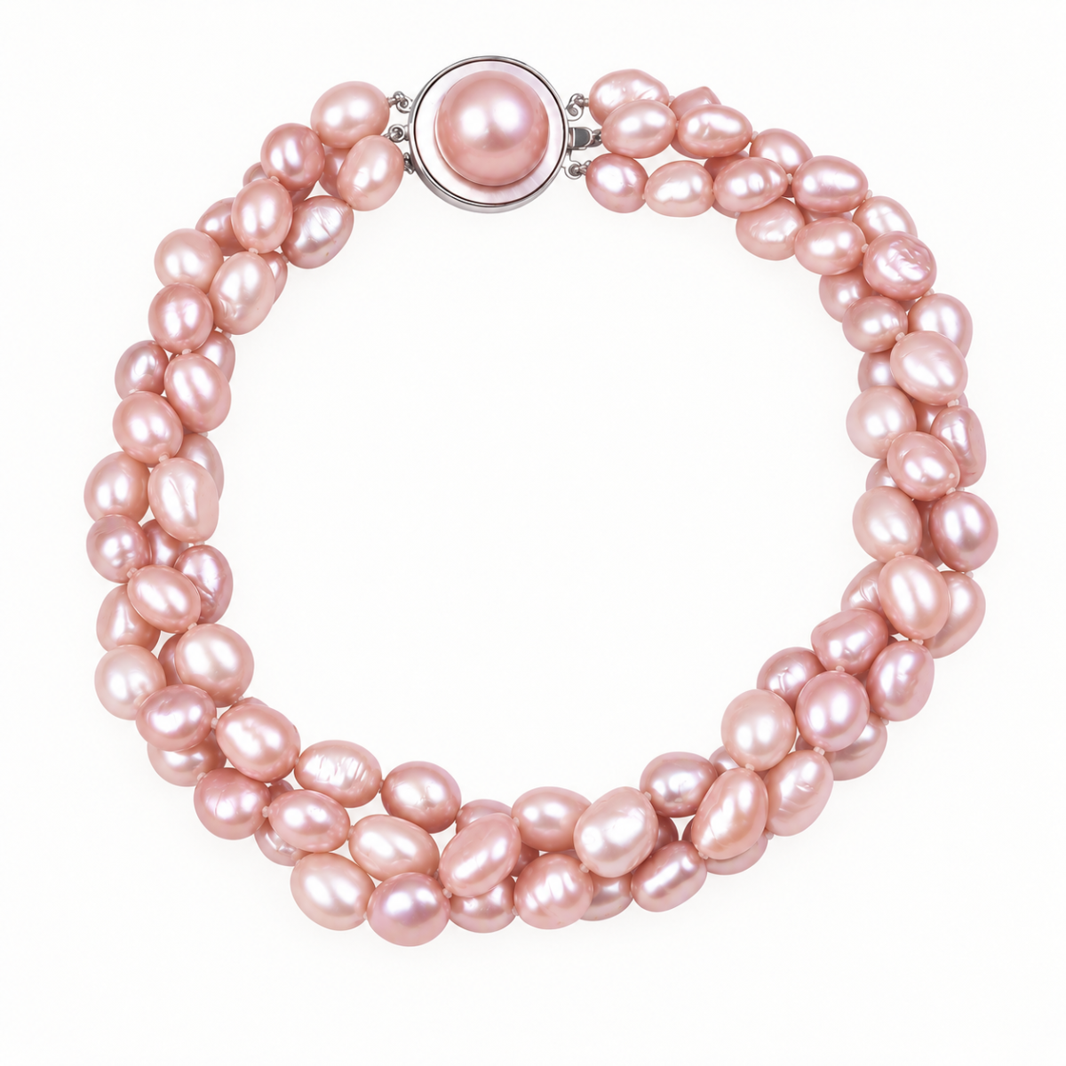 Natural Color Freshwater Pearl Collar Necklace with Sterling Silver Clasp