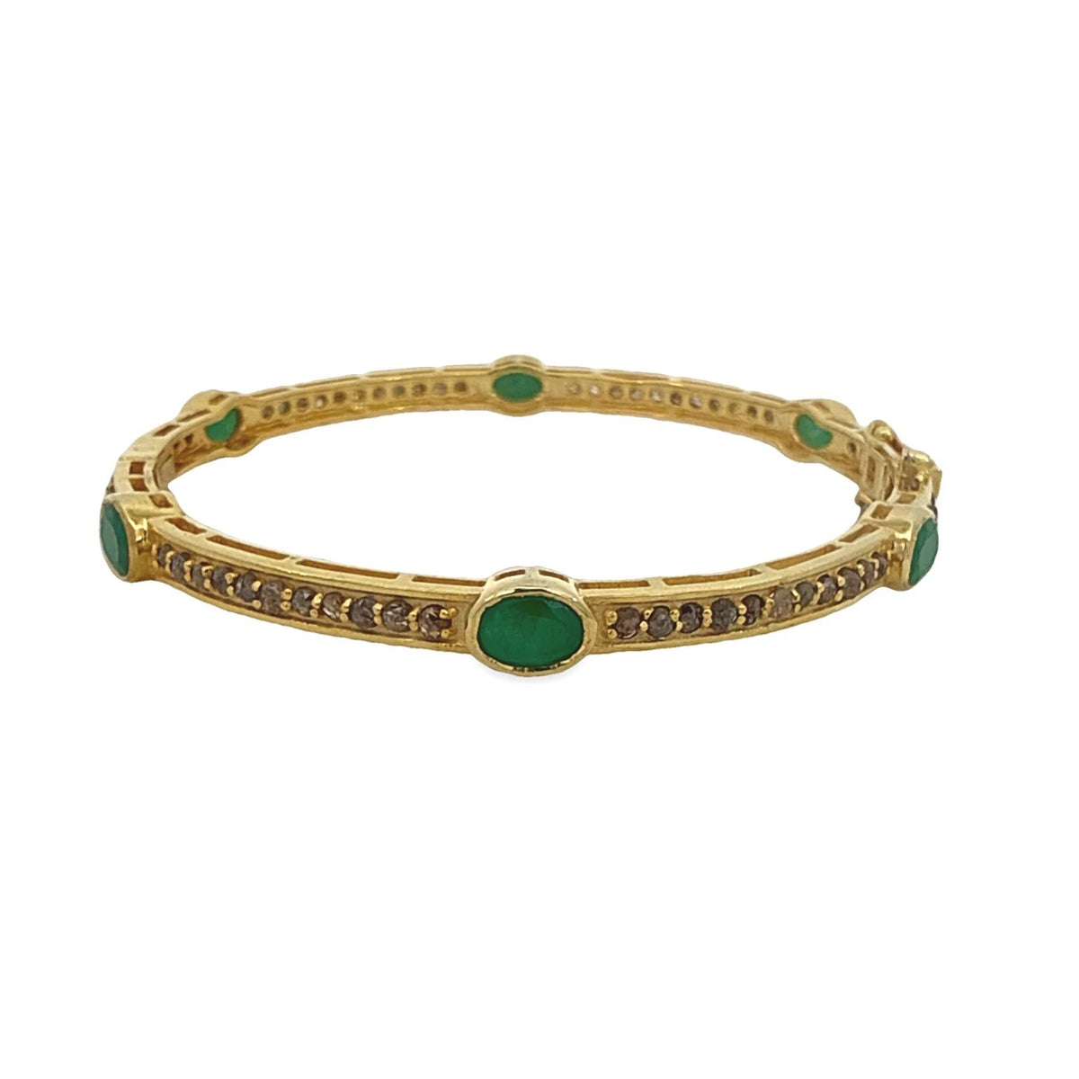 Vermeil Gold Emerald and Diamond Bangle Bracelet