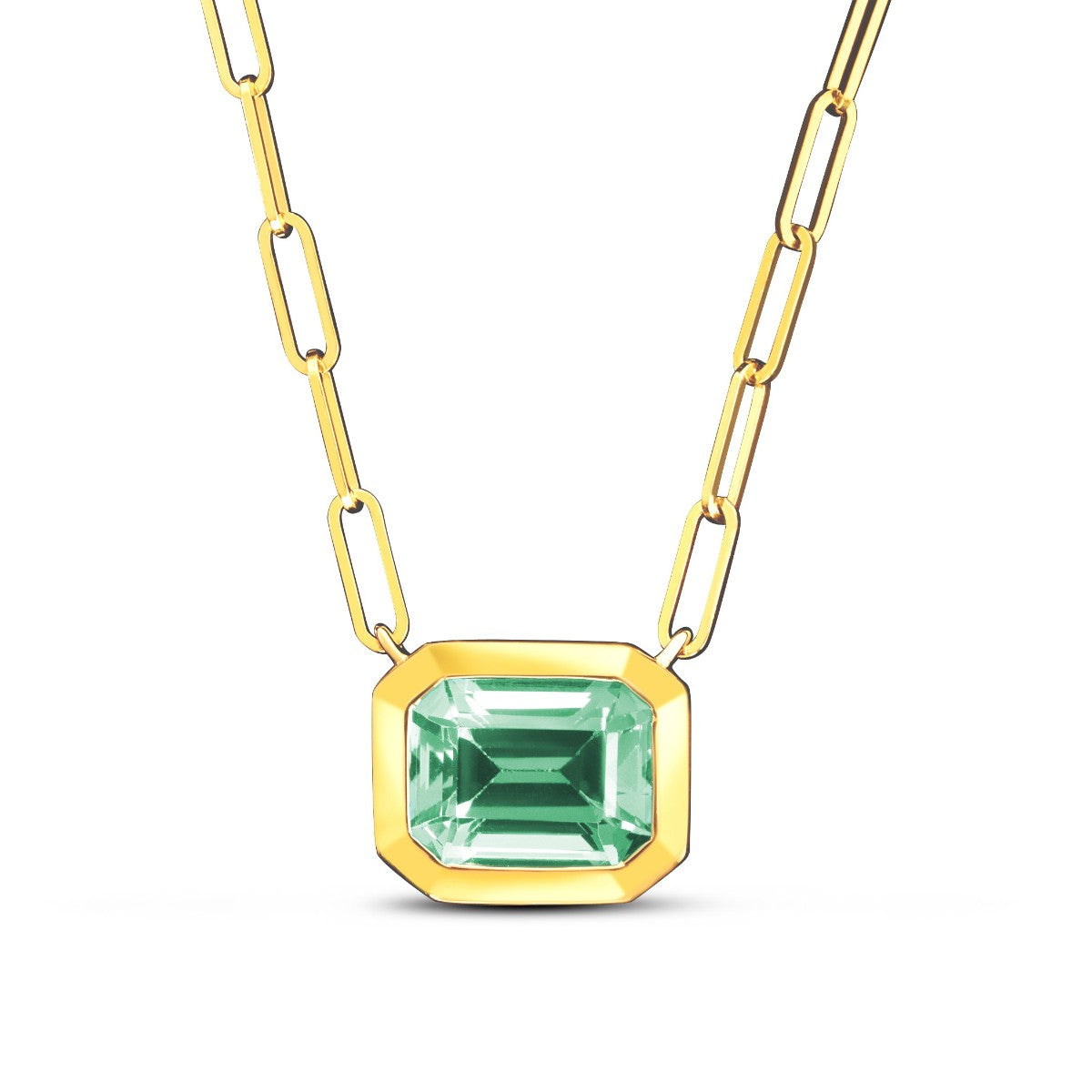 14 Karat Yellow Gold 3.25ctw Green Amethyst Bezel Set Pendant - Chain Included