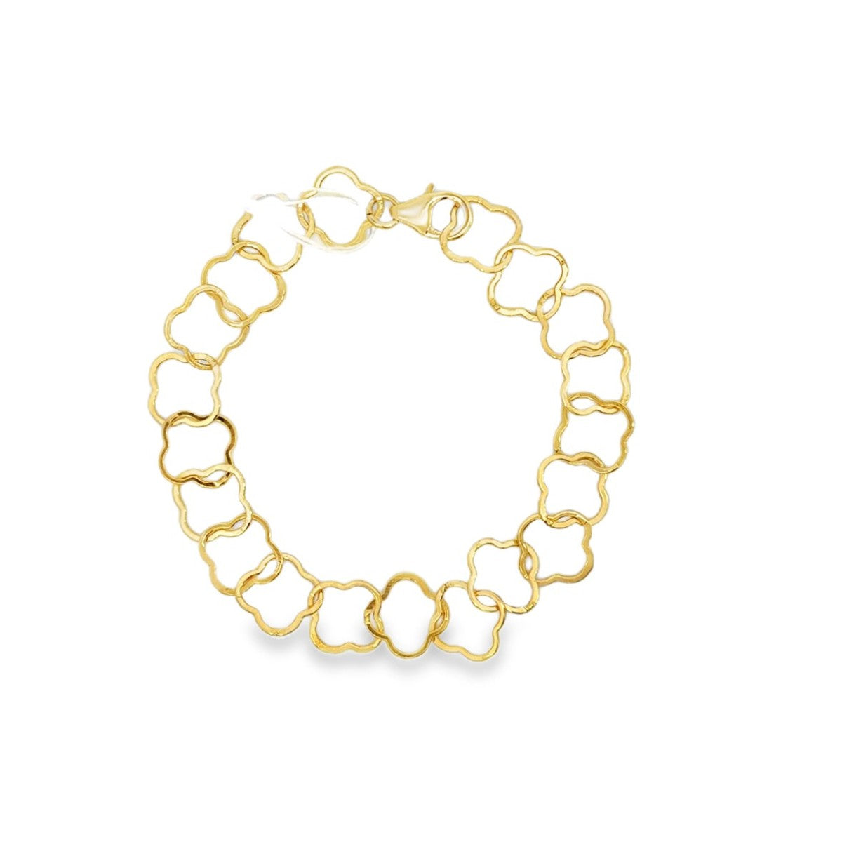 Gold Filled Yellow Gold Clover Link Chain Bracelet - 7 inch