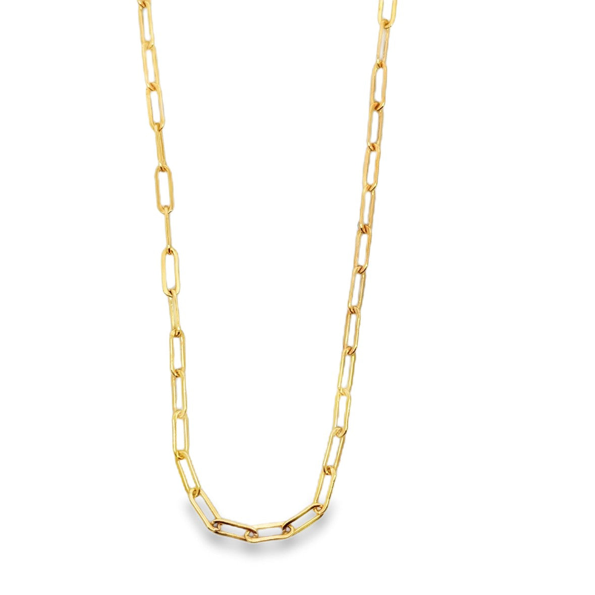 Gold Filled Yellow Gold Small Paper Clip Chain Necklace - 24 inch
