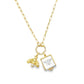 14 Karat Yellow Gold Paper Clip Chain with Diamond Charm Holder Necklace by Mazza
