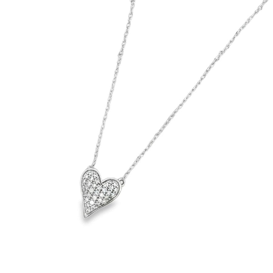 14 Karat White Gold 0.13 ctw Diamond Heart Pendant - Chain Included