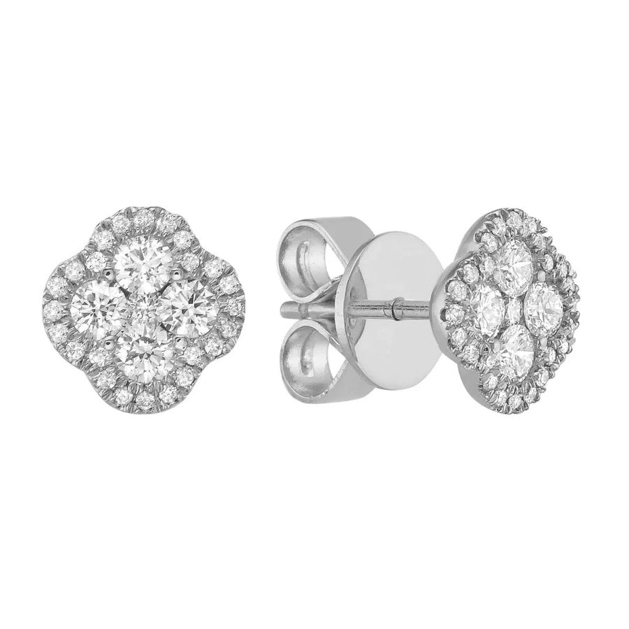 14 Karat White Gold 0.44 ctw Diamond Quatrafoil Earrings