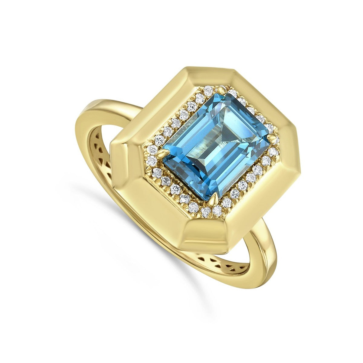 14 Karat Yellow Gold 2.00 cttw London Blue Topaz Geometric Ring