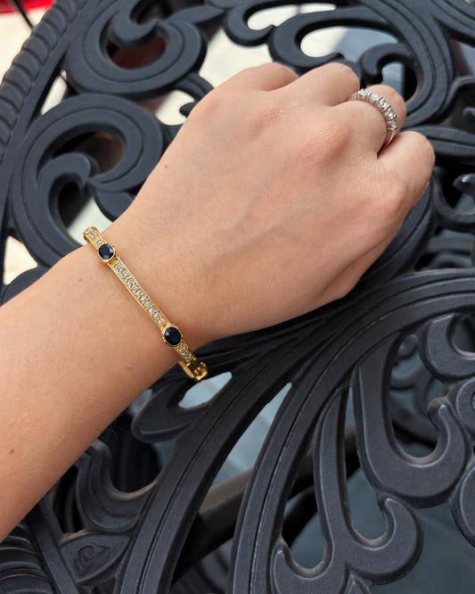 Vermeil Gold Sapphire and Diamond Bangle Bracelet